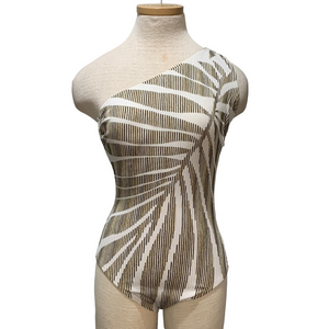 Gottex sz 10 one piece metallic gold, black and white swimsuit